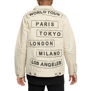 Victorious Men's Colored City Patch World Tour Denim Jean Jacket 